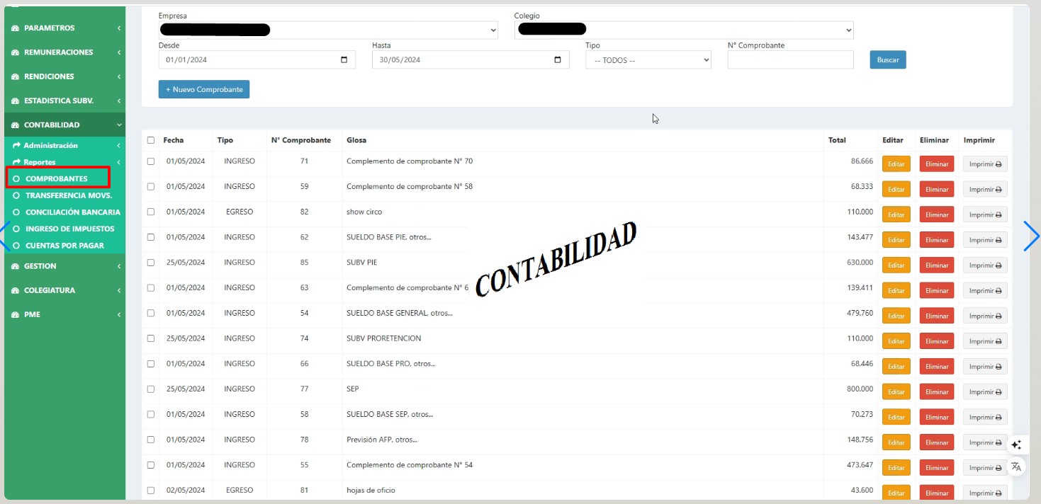 Módulo de contabilidad con plan de cuentas de la Superintendencia